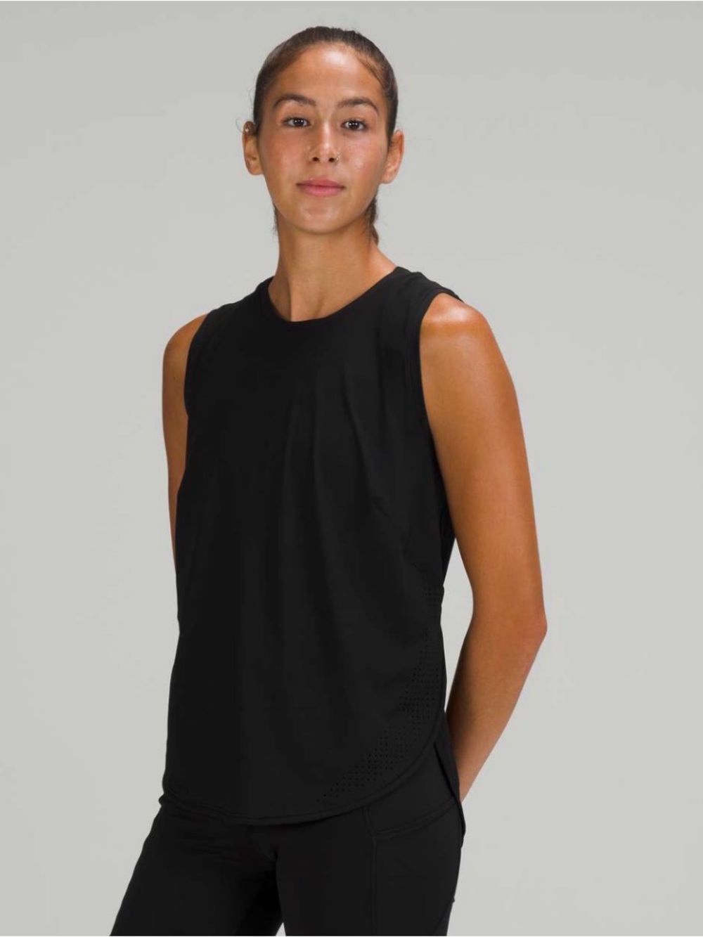 lululemon athletica Black High Neck Split Hem Athletic Tank